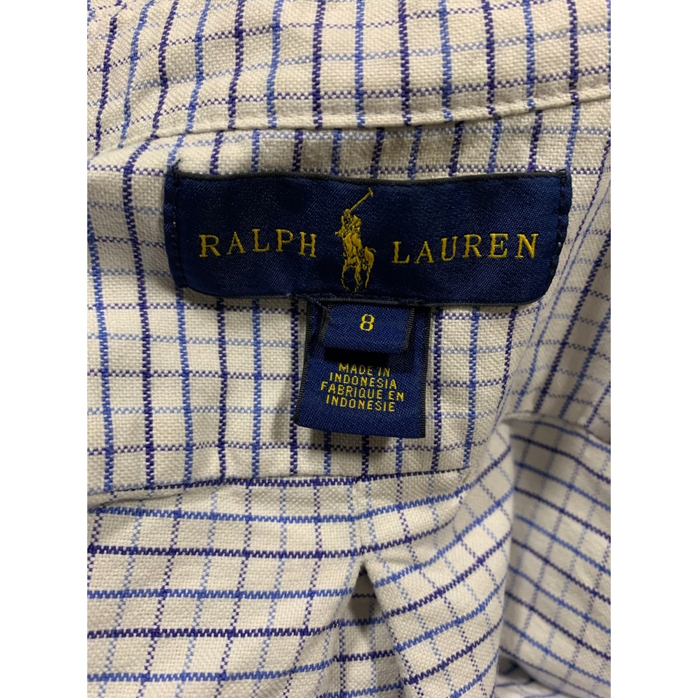 Ralph Lauren Boys Blue White Button Down Shirt Size 8 Cotton - Picture 8 of 8